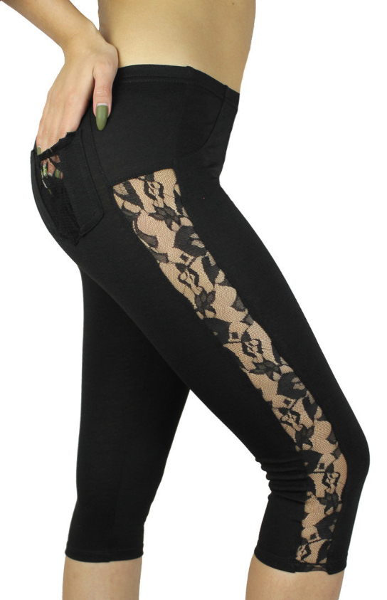 

Женские капри "гипюр" черные 44, Черный