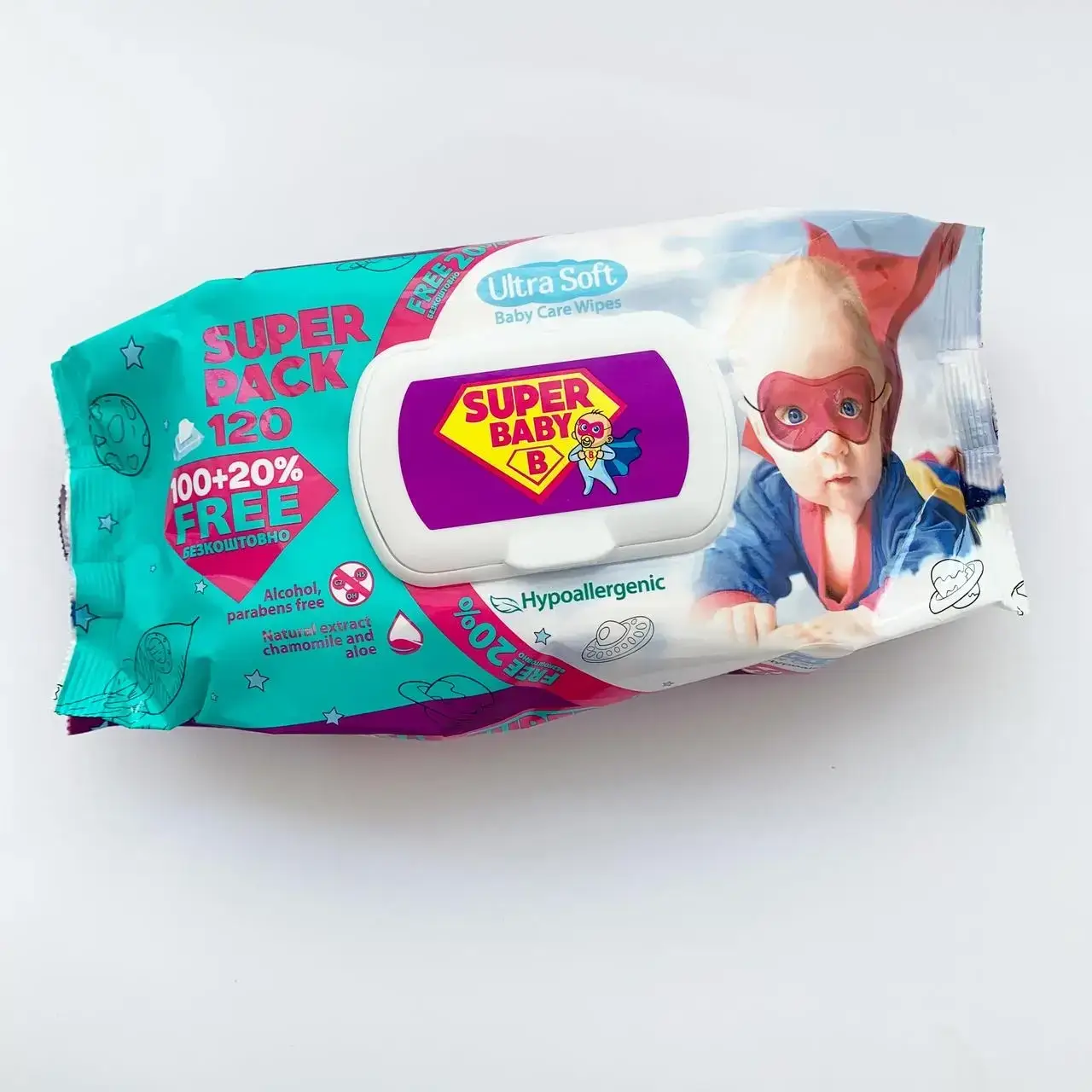 

Детские влажные салфетки Super Baby Ultra Soft 120 шт.