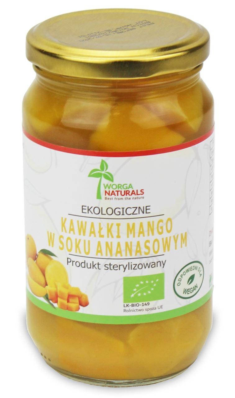

Кусочки манго в ананасовому соку WORGA NATURALS, 350г (200г)