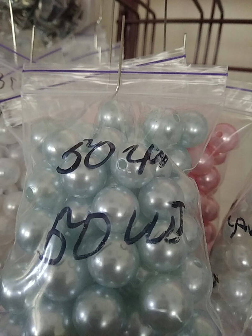 

Бусина жемчуг голубая 14 мм.уп.50 шт.