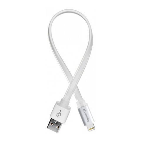 

Кабель USB 2.0 Lightning - 0.25 м ColorWay CW-CBUM-LM25W, для iPhone 5/5s/6/6s, белый