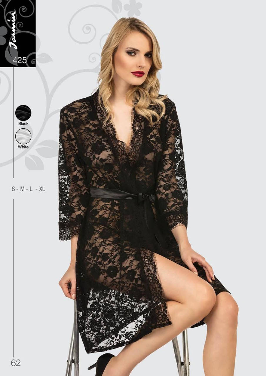 

Женский кружевной халат Jasmin 425 черный, XL