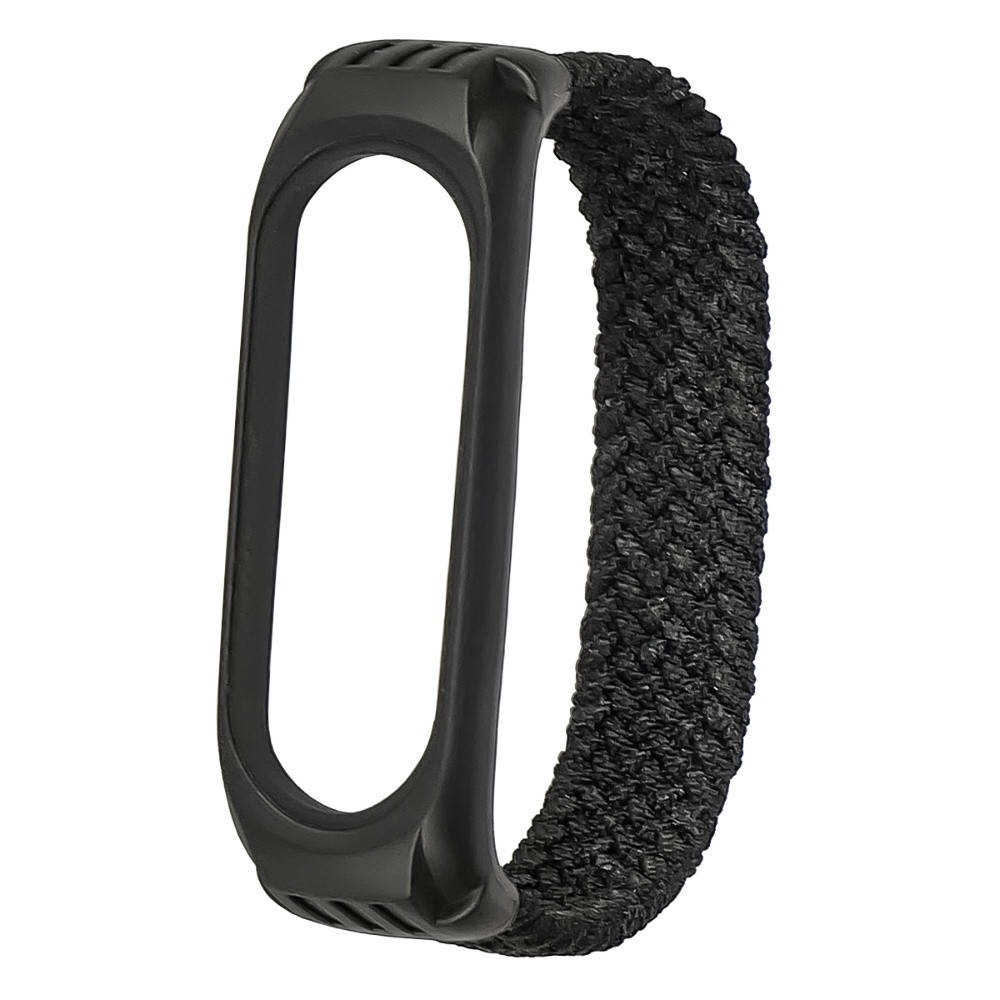 

Ремешок нейлоновый Braided rope для Xiaomi Mi Band 3/ 4/ 5/ 6 размер M чёрный