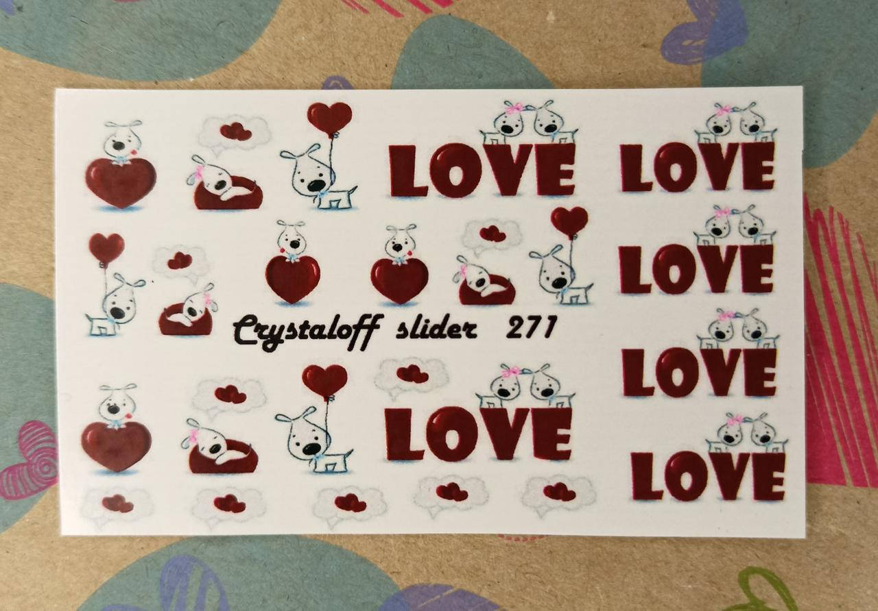 

Слайдер дизайн 3D Наклейки LOVE для ногтей ко дню Святого Валентина Любовь СЕРДЕЧКИ Crystaloff Slider 271, Красный