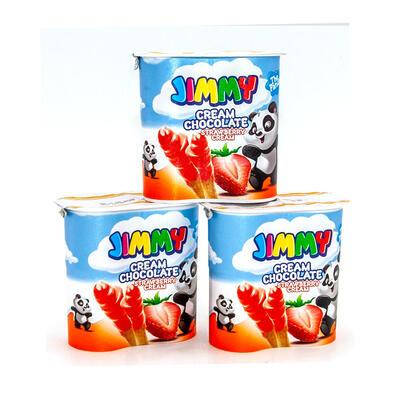 

Соломка Jimmy с шоколадным кремом вкусом клубники в упаковке TM Tayas