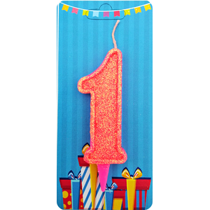 

Свеча цифра 1 розовый блеск