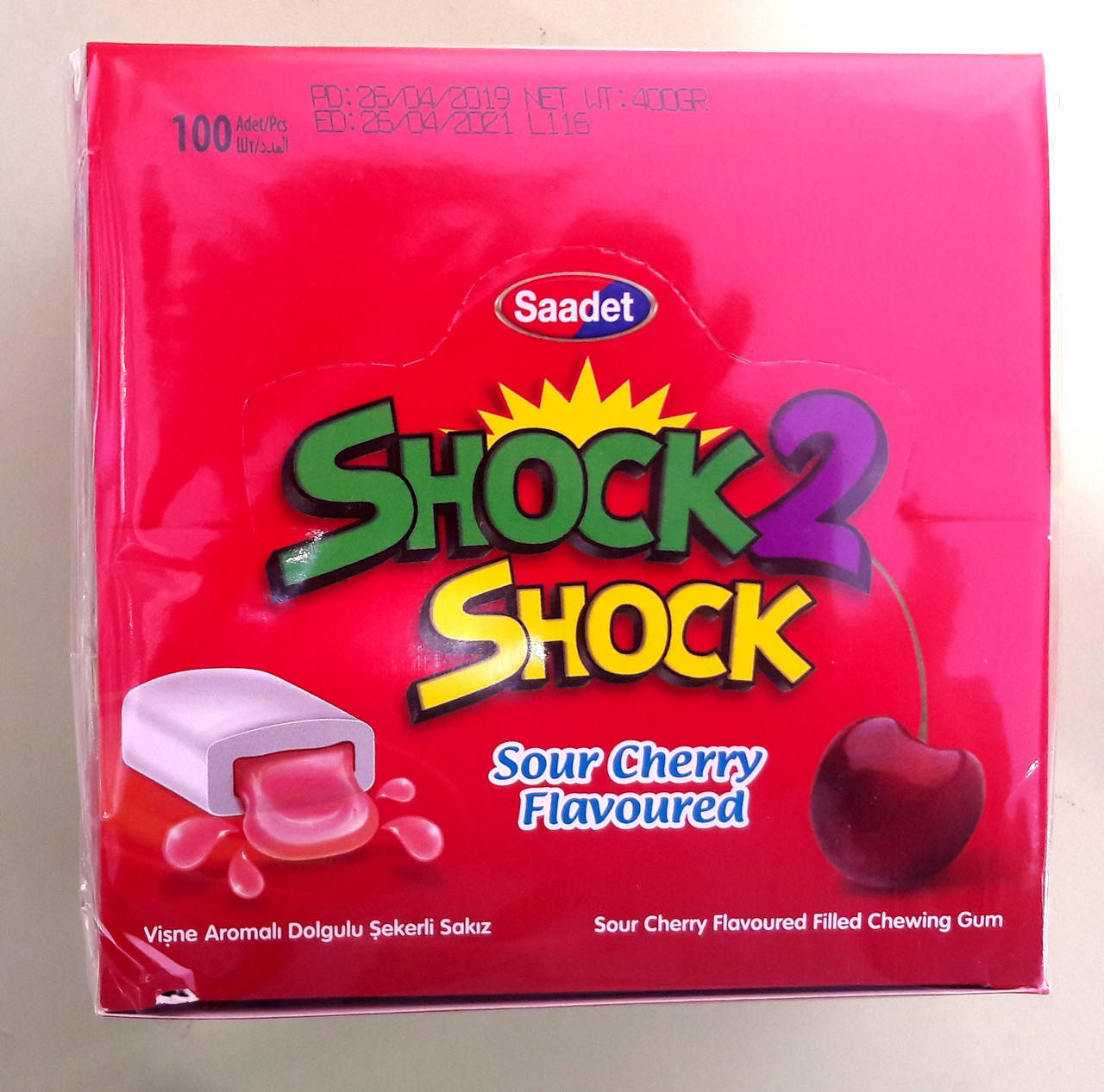 

Жевательная резинка Shock2Shock вишня 100 штук