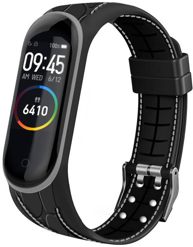 

Силиконовый ремешок Cobra для Mi Band 4 Black Grey (Сяоми Ми Бэнд 4)