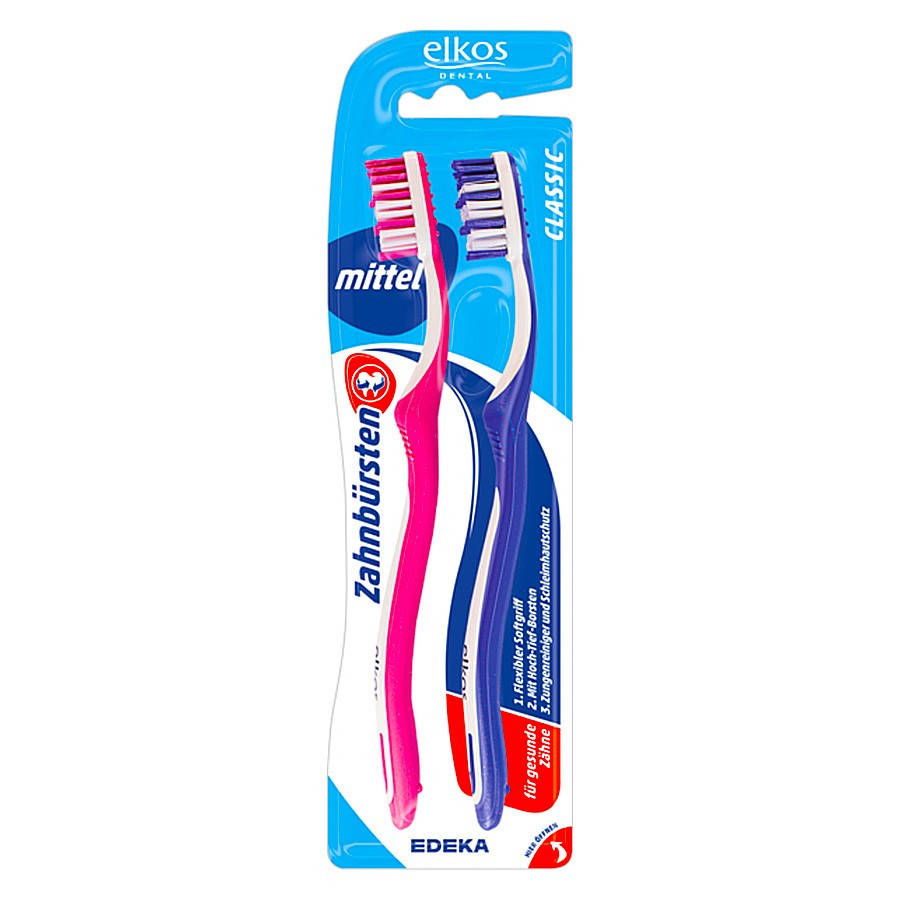 

Зубная щетка Elkos Mittel средняя 2 шт