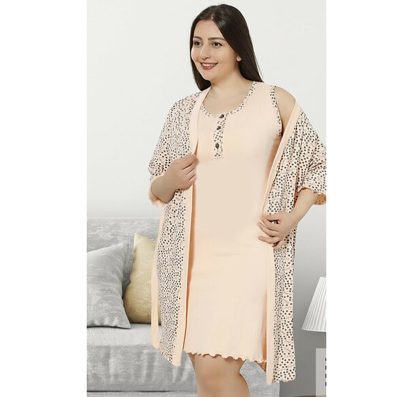 

Комплект халат и ночная рубашка 2XL-4XL хлопковая, батал, персик Seyko 4XL