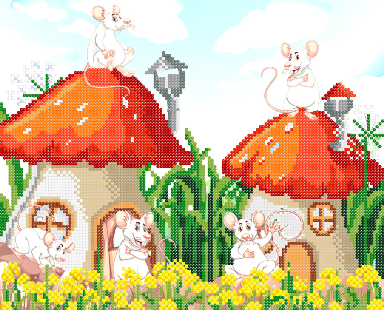 

Домик для мышек Схема вышивки бисером