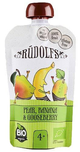 

Rudolfs Organic Пюре Pouch Груша-банан-крыжовник 4м+ (110г)