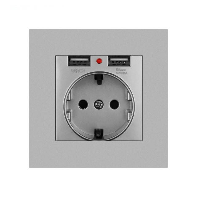 

Розетка с usb юсб зарядное устройство srfin серебристая