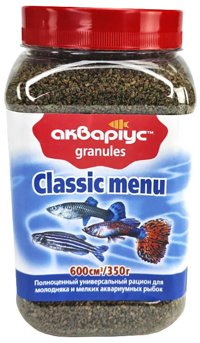 

Корм Аквариус, Classic Menu - Granules 350 г. Корм для аквариумных рыб в гранулах