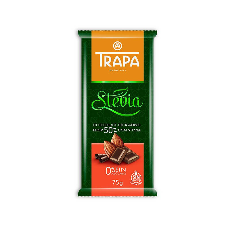 

Черный шоколад Trapa Stevia 50%, 75г 20шт/ящ