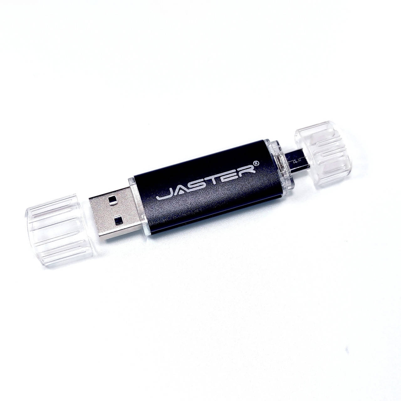 

Двухсторонняя флешка USB+micro usb Jaster Flash 64GB OTG, чёрная (в Подарок переходник Type-C), Черный