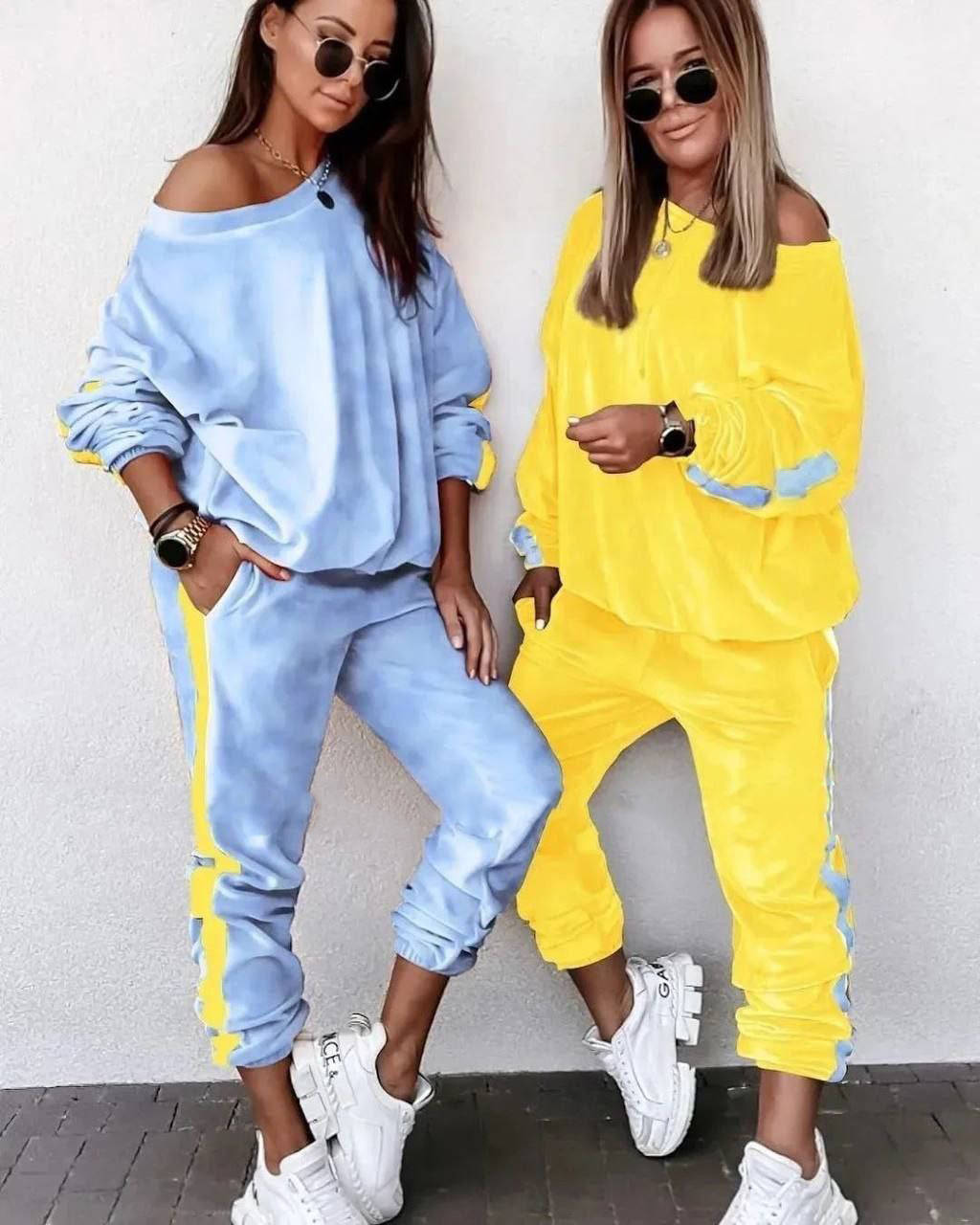 

Женский велюровый костюм Весенний, Желтый