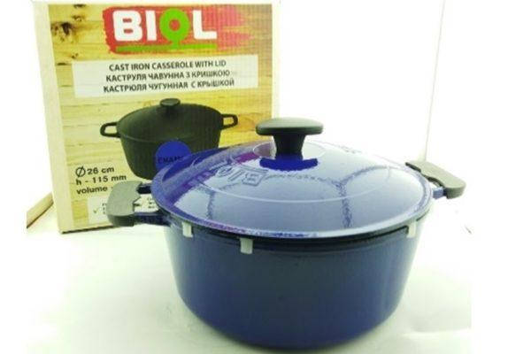 

Кастрюля с крышкой чугунная Биол 08034E 3 л 22 см, Синий