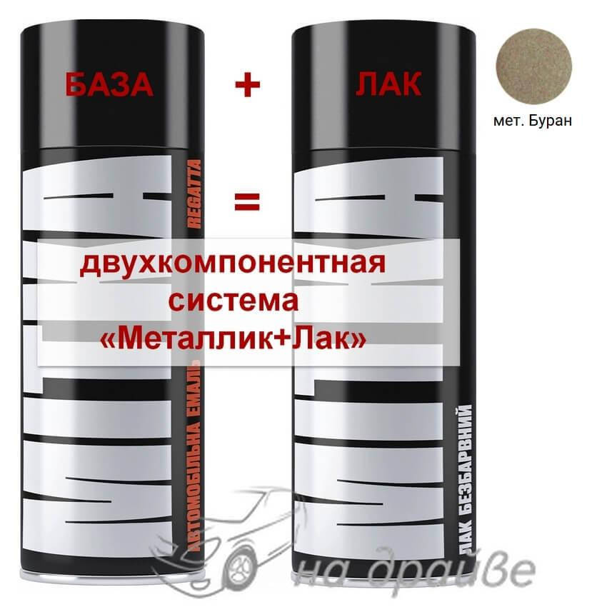 

Эмаль базовая Буран металлик + Лак аэрозоль 400мл Mitka, Темно-серый