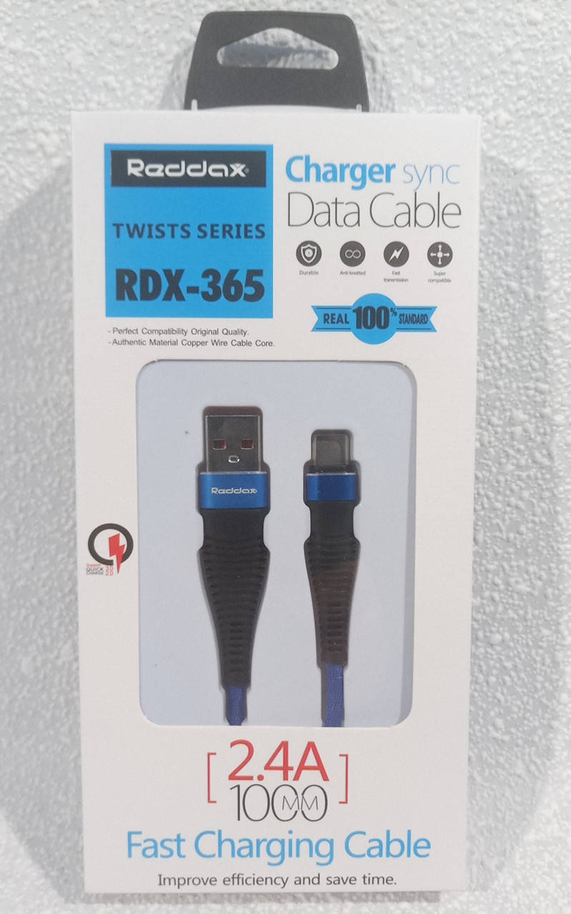 

USB Type-C провод зарядки 100см Raddax 2.4 Ампера RDX-365