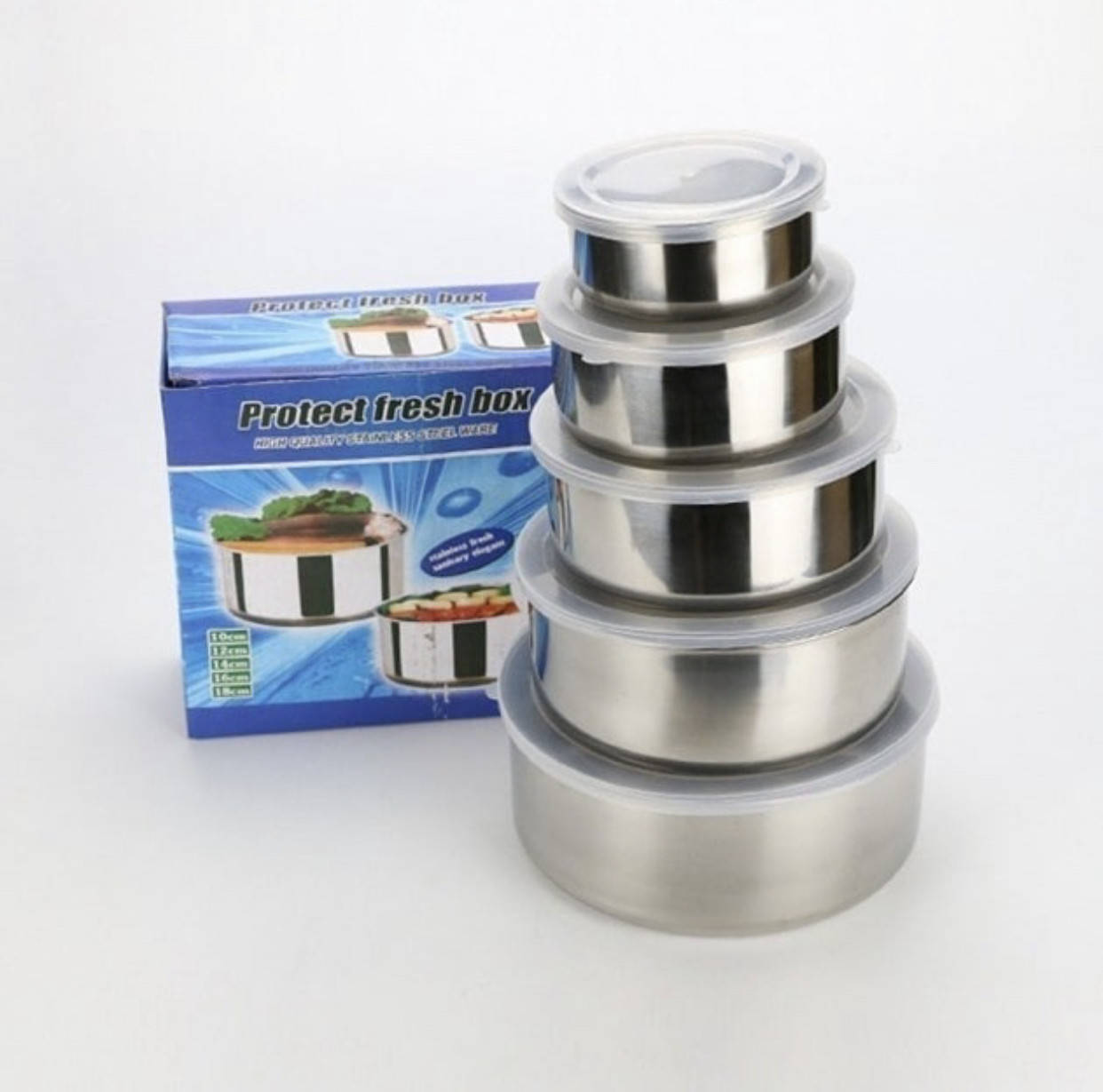 

Набор мисок из нержавеющей стали 5шт с крышками Frico FRU-438 Набор мисок для хранения из нержавейки, Серый