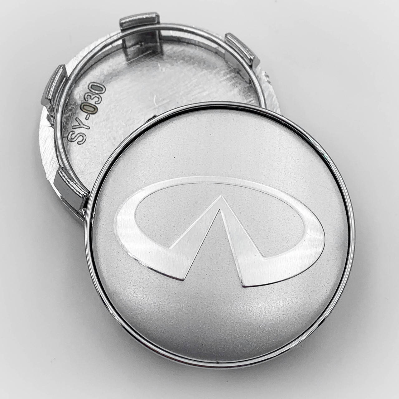 

Колпачки (заглушки) в литые диски Infiniti (Инфинити) 60 мм Серебристые Хром ободок