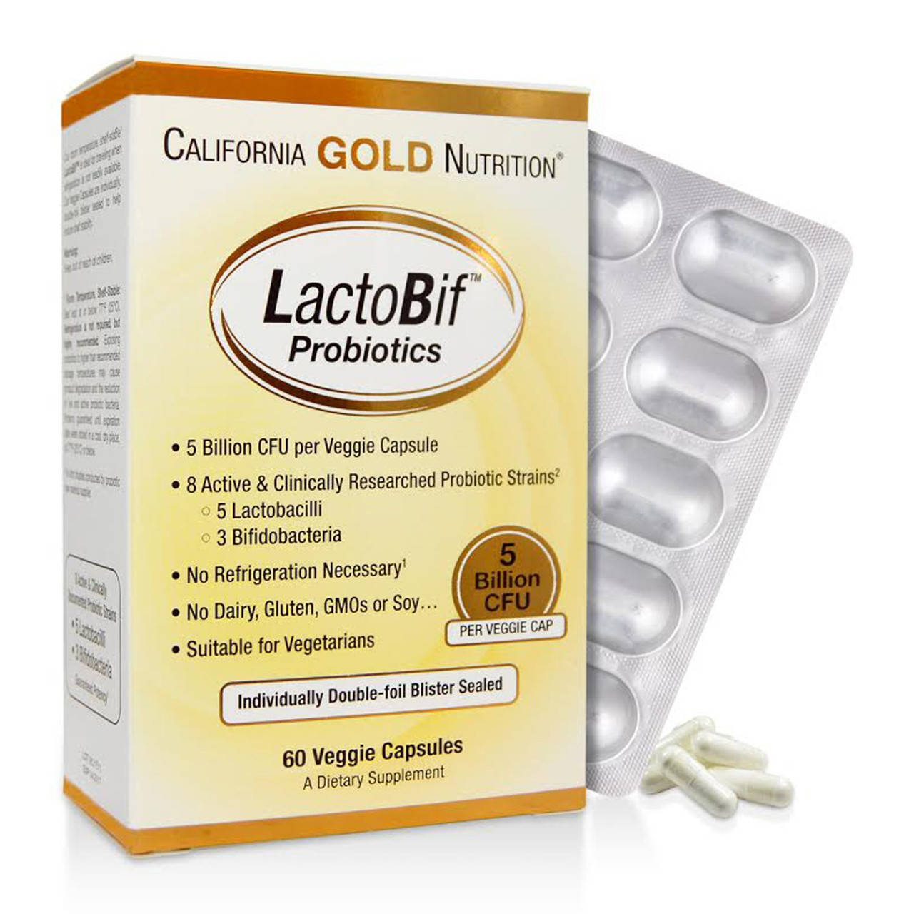 

Пробиотики Лактобиф 5 млрд 60 капс California Gold Nutrition USA