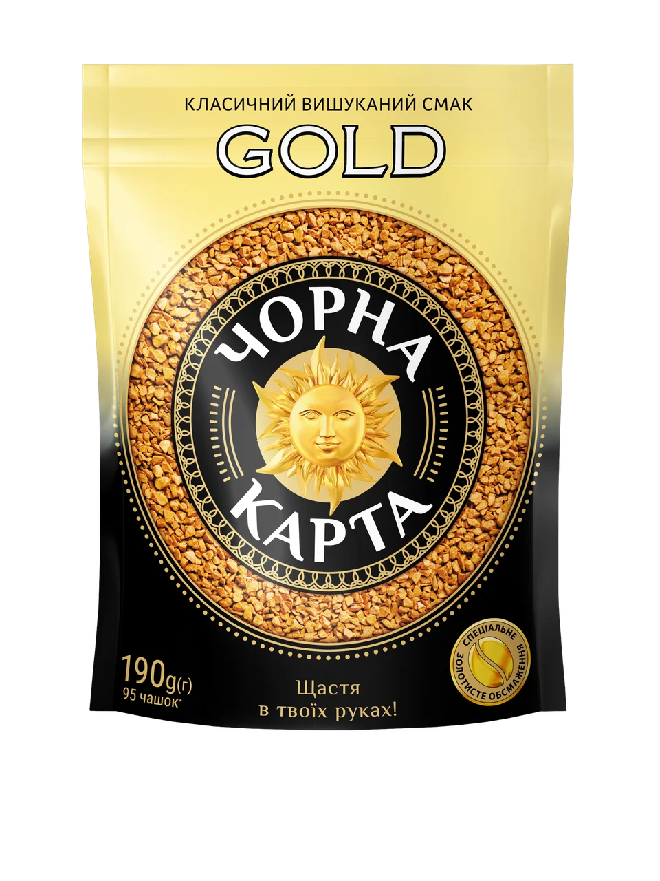 

Кофе растворимый Черная карта Голд 190 грамм в фольгированном пакете