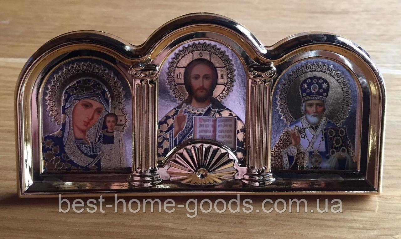 

Иконка оберег со Святыми в машину на липучке.