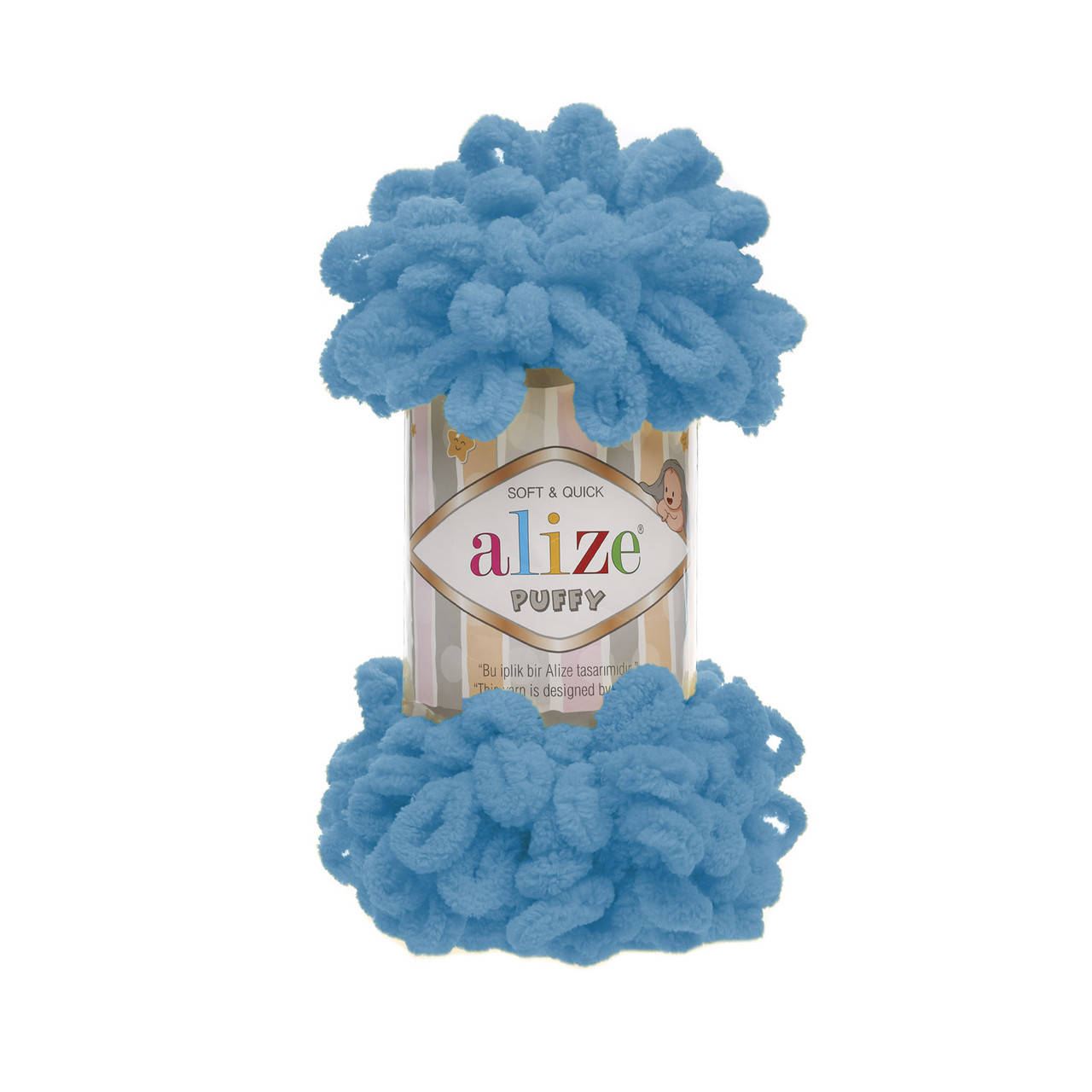 

Пряжа Alize Puffy 16 голубой сочи (Пуффи Ализе) для вязания без спиц руками