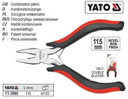 

Плоскогубцы плоскогубці міні універсальні нікель l=115 мм YATO YT-2080