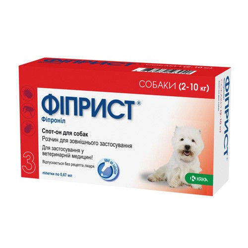 

Фиприст Спот Он - Капли от блох, клещей и власоедов, для собак 2-10 кг (1пипетка)