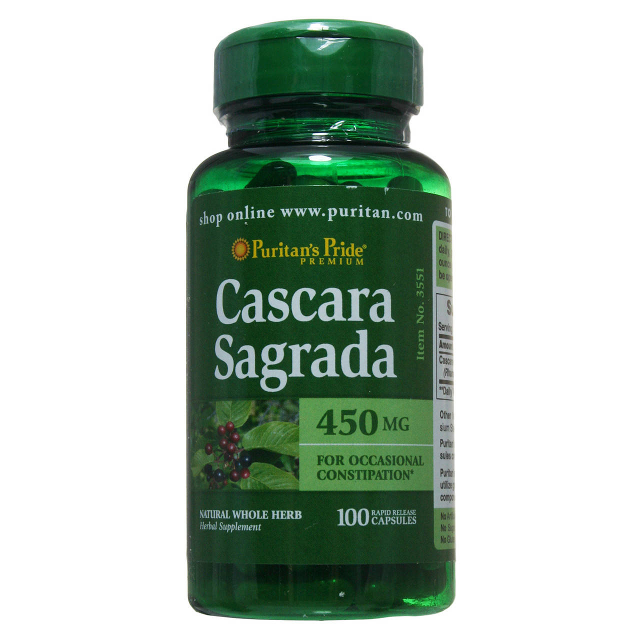 

Каскара Саграда, Cascara Sagrada 450 mg, Puritan's Pride, 100 капсул