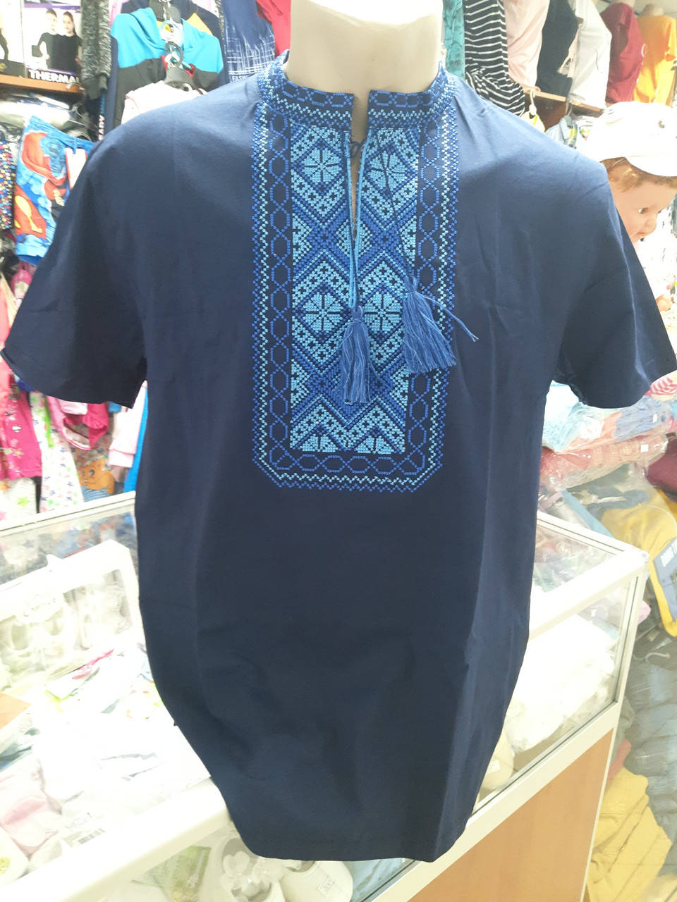 

Футболка Вышиванка мужская синяя р. 48 50