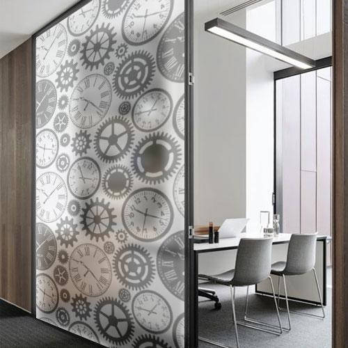 

Самоклеющаяся пленка на стекло с рисунком Время (наклейки на зеркало окно стекло матирующая под пескоструй), Серый