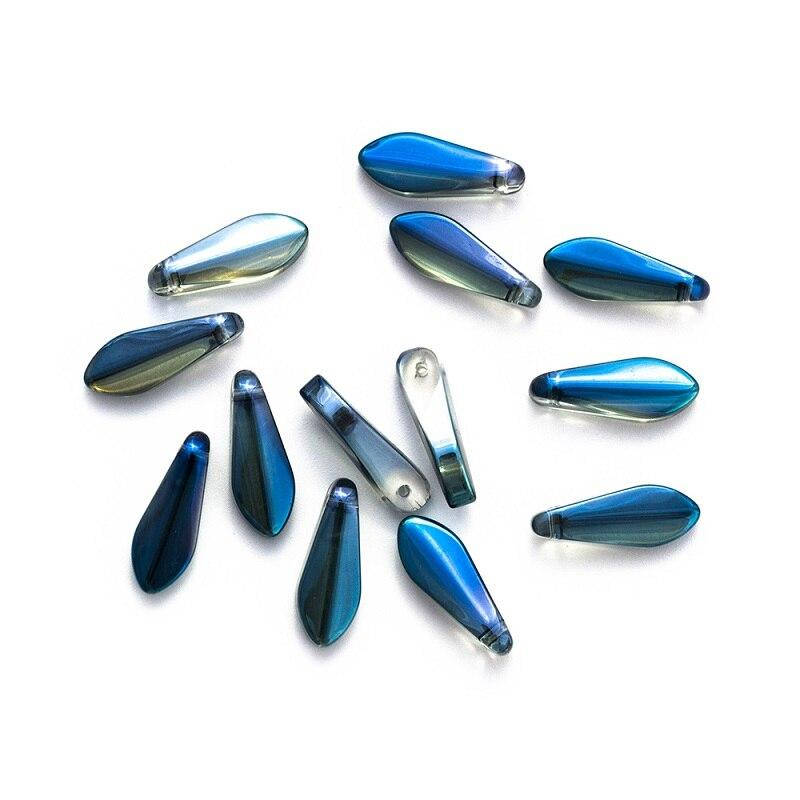 

Хрустальные бусины, стекло форма перо 16*6 мм, 10 шт., Синий