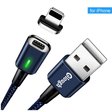 

Кабель магнитный для зарядки телефона Elough Apple Lightning iphone 100см |3A| Темно-синий