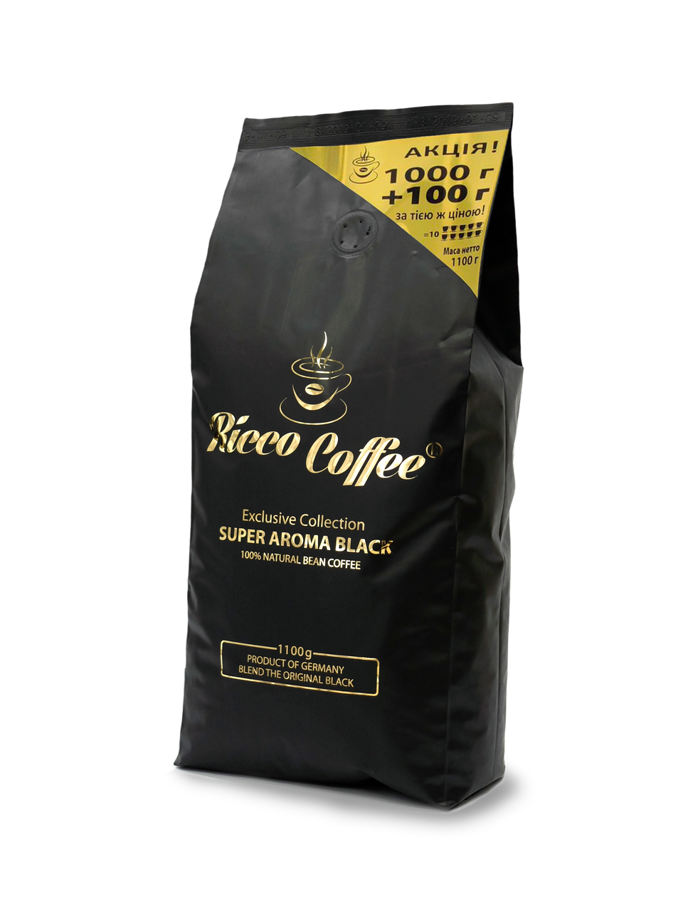

Акция Кофе в зернах Ricco Coffee Super Aroma Black 1100 гр
