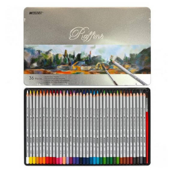 

Цветные акварельные карандаши MARCO (Марко) Raffine 7120-36TN, Набор 36 цветов с кисточкой, Разные цвета