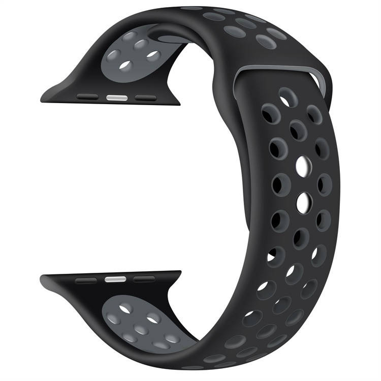 

Силиконовый ремешок черный с серым Sport Nike+ Band для умных смарт часов Apple watch 42/44 mm