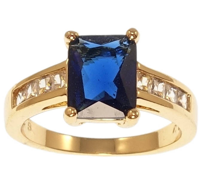 

Кольцо Xuping Позолота 18K "Синий кристалл на дорожке циркония" р.17