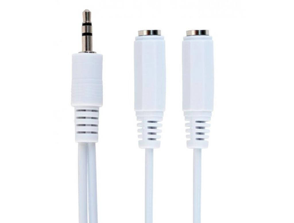 

Кабель мультимедийный Jack 3.5mm папа/2xJack 3.5mm мама переходник 10см Cablexpert (CCA-415W), Белый
