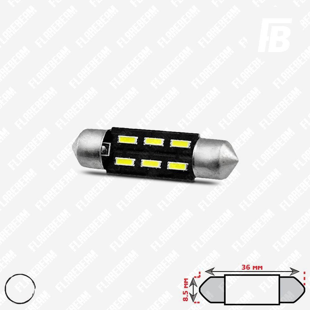 

Лампа LED цоколь Festoon 36 мм (C5W), 12 В, SMD 4014*06 (белый)