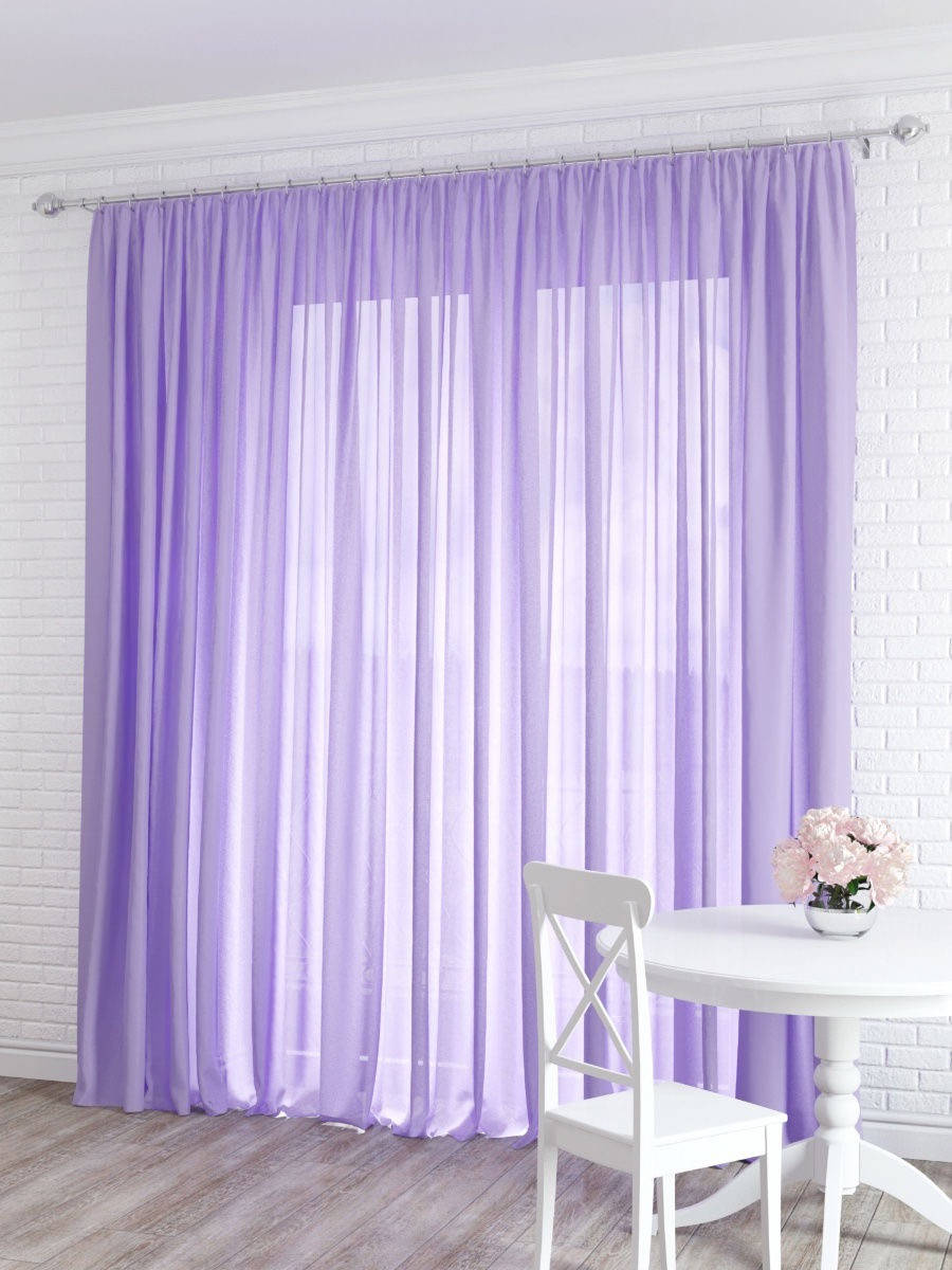 

Готовый тюль шифон с тесьмой 1.5 х 2.8 м -Сиреневый