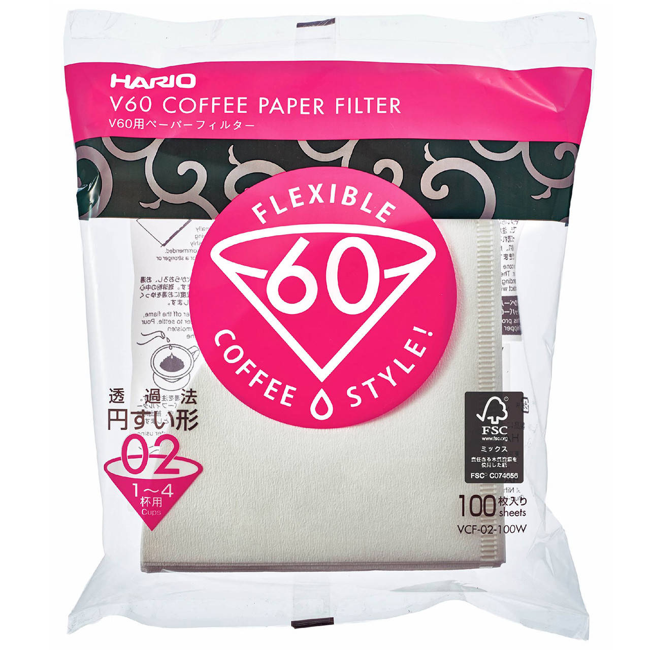 

Фильтры Hario V60 02 бумажные белые для пуровера, 100 шт Харио VCF-02-100W, Белый