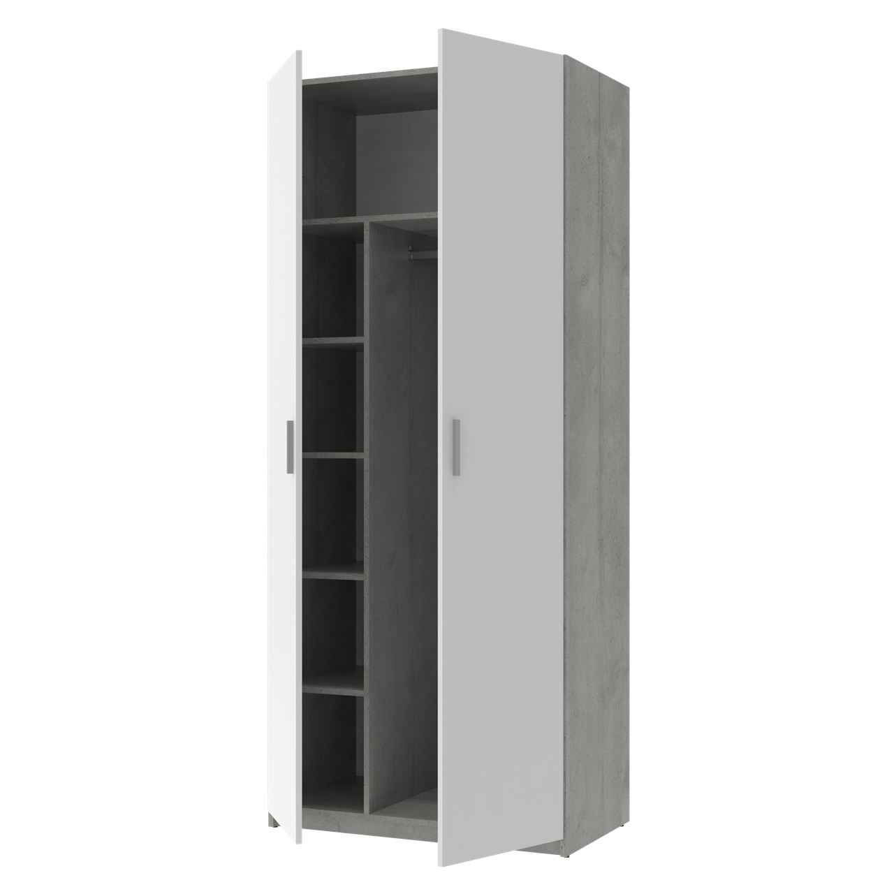 Розпашна Шафа для одягу Doros Кен Бетон / Білий 2 ДСП 90х52х210 (80737020) 2
