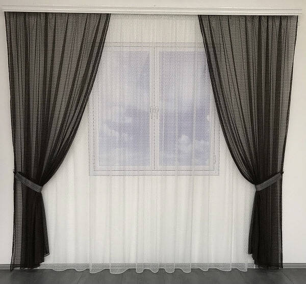 

Комплект штор с тюлем на тесьме ткань сетка шторы 200х270 с тюлем 400х270 Цвет Шоколадный