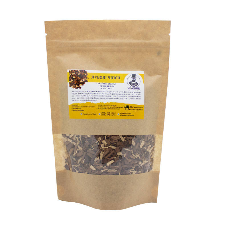 

Щепа дубовая - смесь средний обжиг + без обжига, 100г