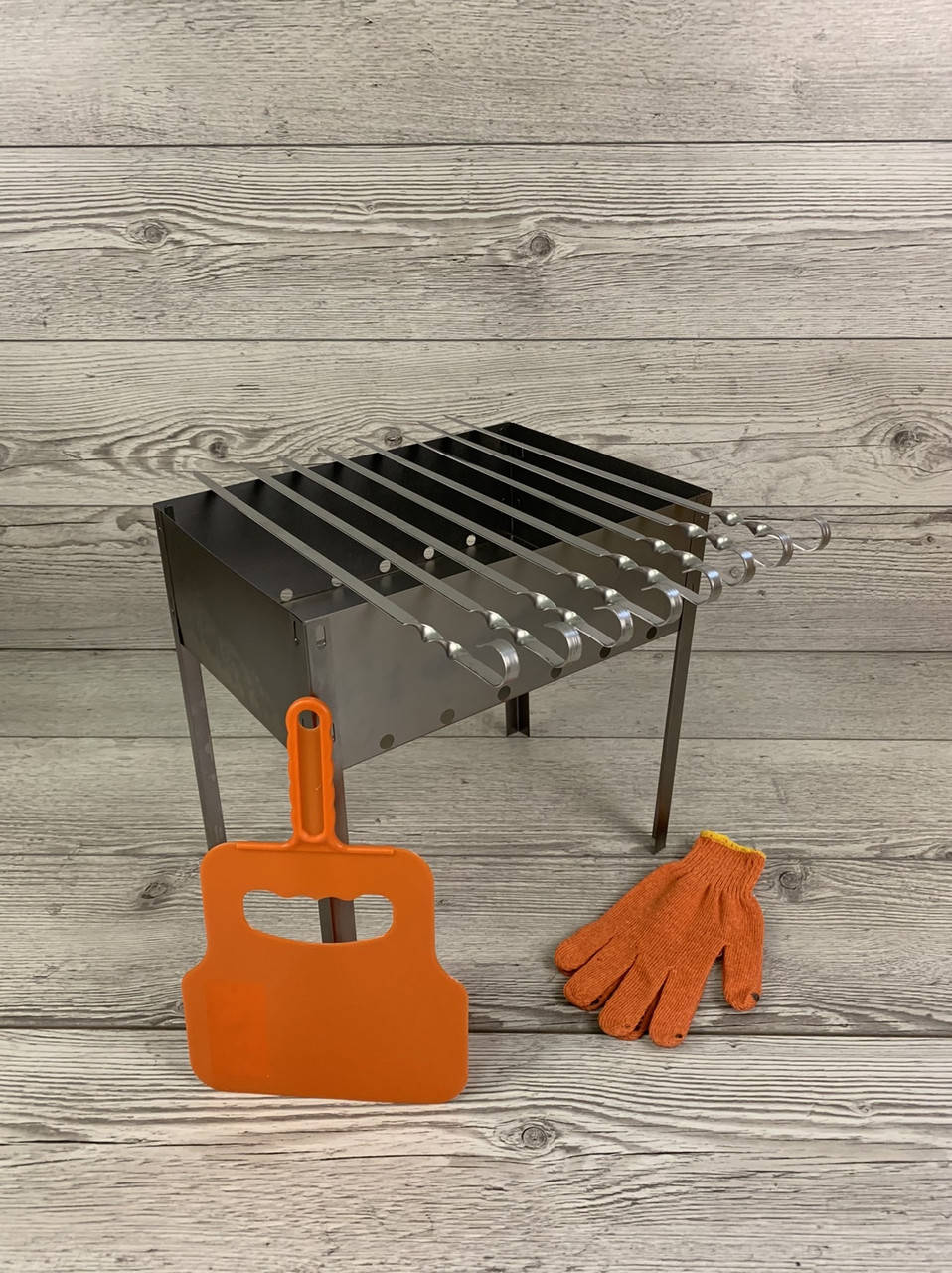 

Мангал на 10 шампуров + 10 шампуров в комплекте