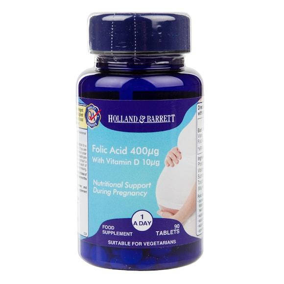 

Биологически активная добавка (фолиевая кислота) Holland & Barrett Folic Acid 400mcg & Vitamin D 10, 90 шт.